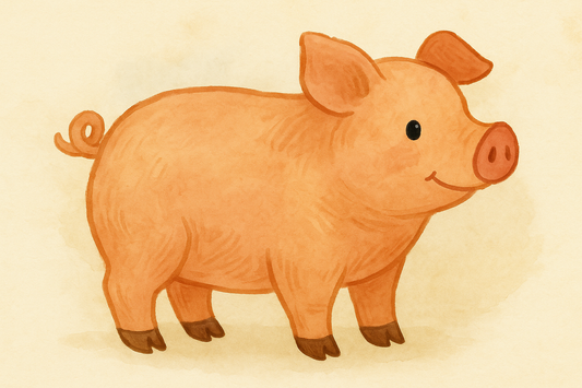 Cute Piggie Illustration – Farm Animal Digital Artwork (Nursery & Kids Decor) - Little Hugs
