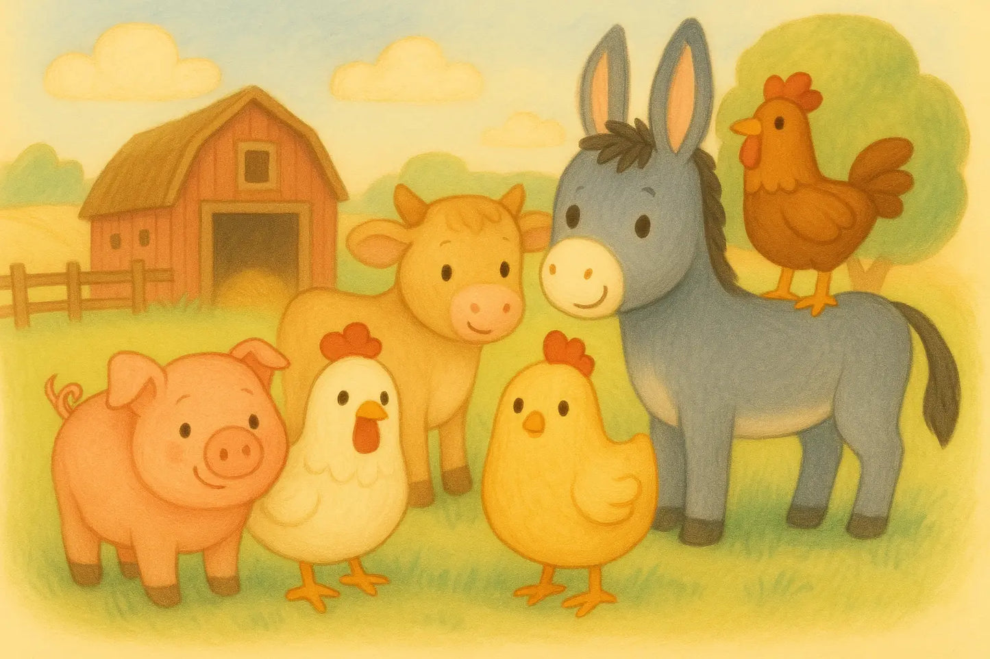 Adorable Farm Animal Friends with Pastel Hues Digital Artwork – Adorable Farm Friends Kit for Kids' Spaces (Nursery & Kids Decor) - Little Hugs